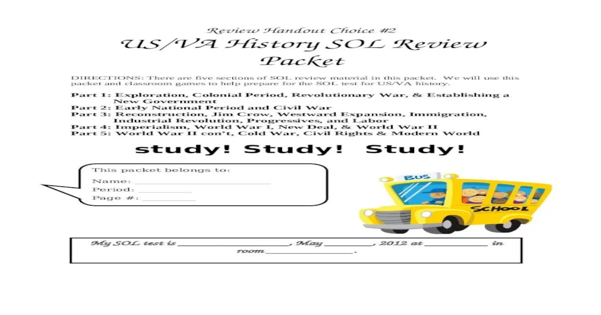 Us/va history sol review packet pdf